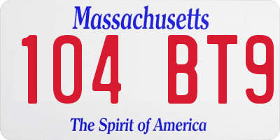 MA license plate 104BT9
