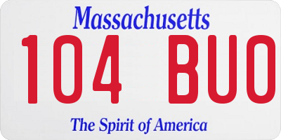MA license plate 104BU0