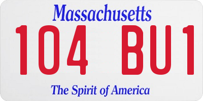 MA license plate 104BU1