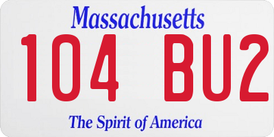 MA license plate 104BU2