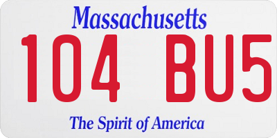 MA license plate 104BU5