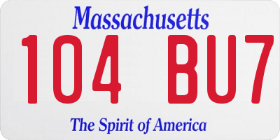 MA license plate 104BU7