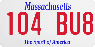 MA license plate 104BU8