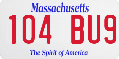MA license plate 104BU9