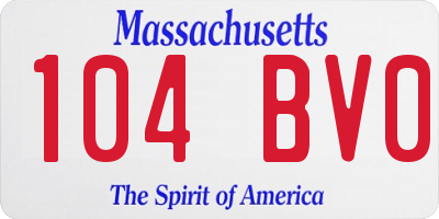 MA license plate 104BV0