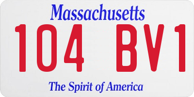 MA license plate 104BV1