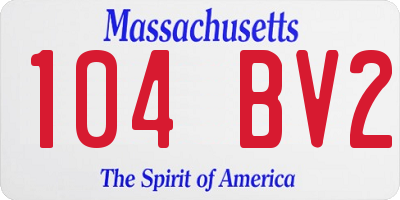 MA license plate 104BV2