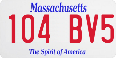 MA license plate 104BV5