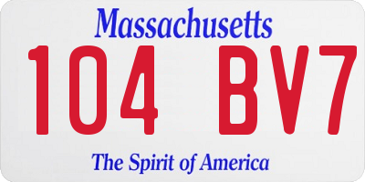 MA license plate 104BV7
