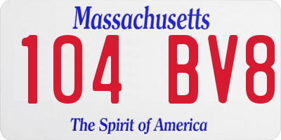 MA license plate 104BV8