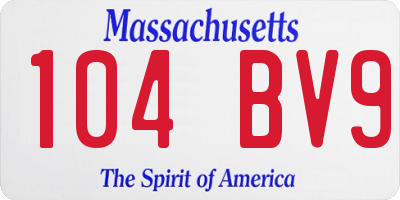 MA license plate 104BV9