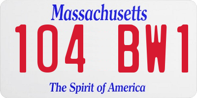 MA license plate 104BW1