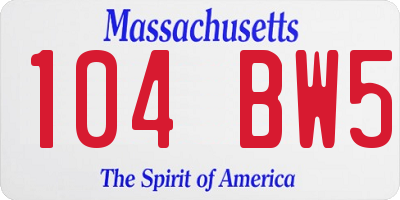 MA license plate 104BW5