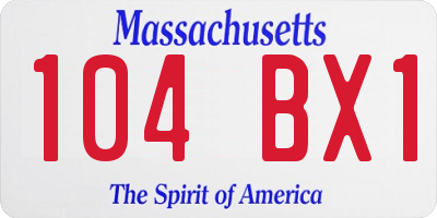 MA license plate 104BX1