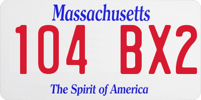 MA license plate 104BX2