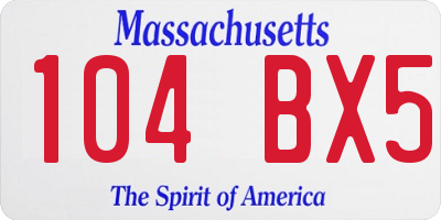 MA license plate 104BX5