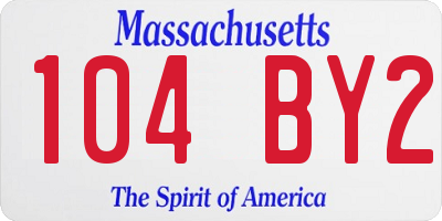 MA license plate 104BY2