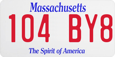 MA license plate 104BY8