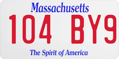 MA license plate 104BY9
