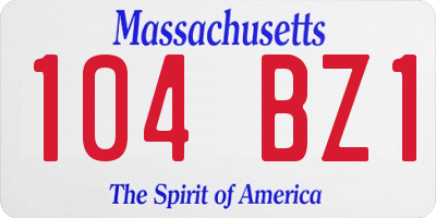 MA license plate 104BZ1