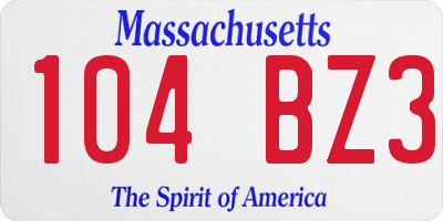 MA license plate 104BZ3