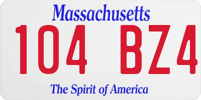 MA license plate 104BZ4