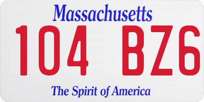 MA license plate 104BZ6