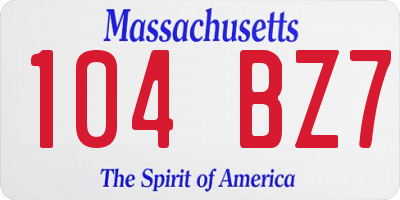 MA license plate 104BZ7