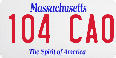 MA license plate 104CA0