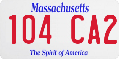 MA license plate 104CA2