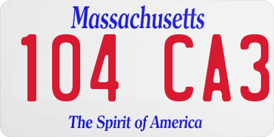 MA license plate 104CA3