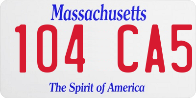 MA license plate 104CA5