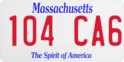 MA license plate 104CA6
