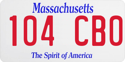 MA license plate 104CB0