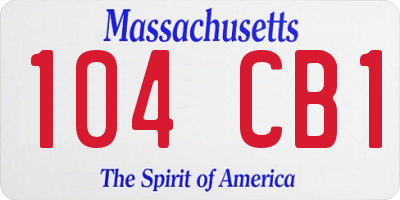 MA license plate 104CB1