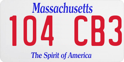 MA license plate 104CB3