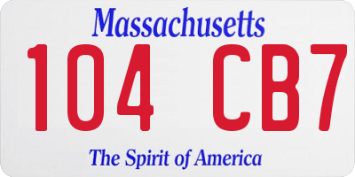 MA license plate 104CB7