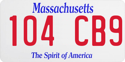 MA license plate 104CB9