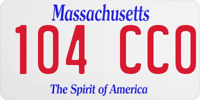 MA license plate 104CC0