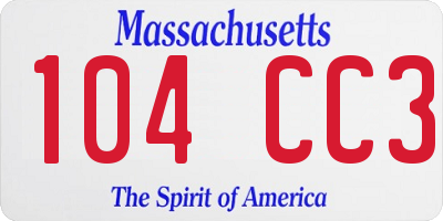MA license plate 104CC3
