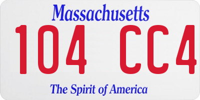 MA license plate 104CC4