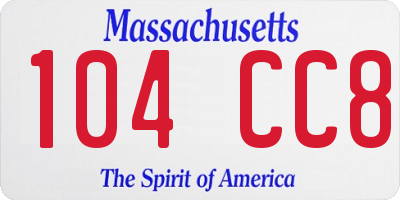 MA license plate 104CC8