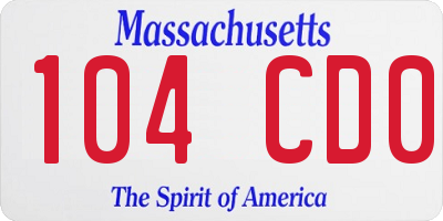MA license plate 104CD0
