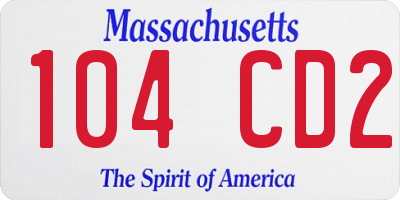 MA license plate 104CD2