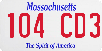 MA license plate 104CD3