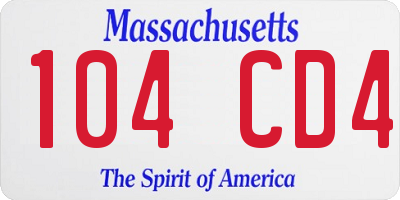 MA license plate 104CD4