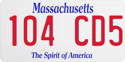 MA license plate 104CD5
