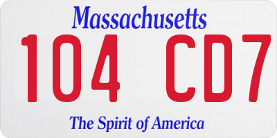 MA license plate 104CD7