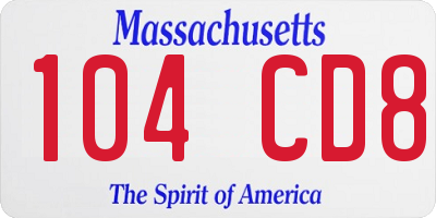 MA license plate 104CD8