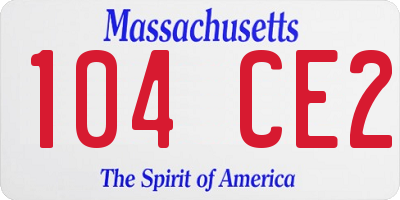 MA license plate 104CE2
